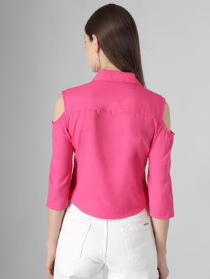 cold shoulder solid shirt - 17755530 - Standard Image - 3