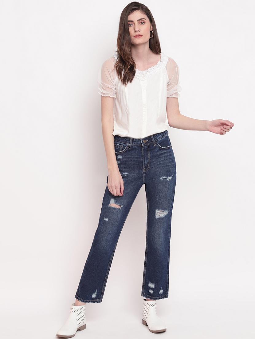 high rise distressed jeans - 17756048 - Zoom Image - 4