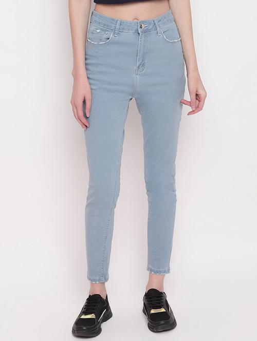 high rise plain denim jeans - 17756053 - Standard Image - 1