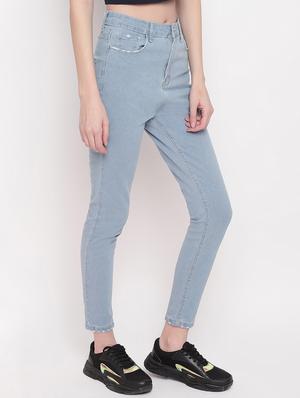 high rise plain denim jeans - 17756053 - Standard Image - 2