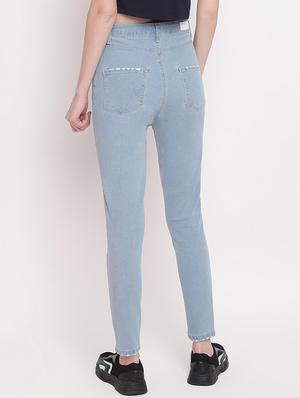 high rise plain denim jeans - 17756053 - Standard Image - 3