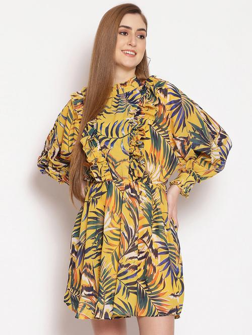 yellow polyester aline dress - 17756166 - Standard Image - 1