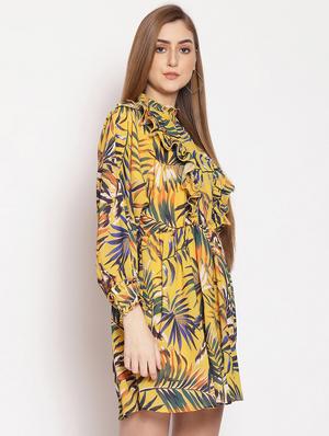 yellow polyester aline dress - 17756166 - Standard Image - 2