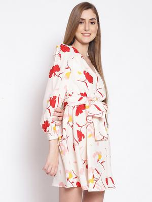 white polyester aline dress - 17756169 - Standard Image - 2