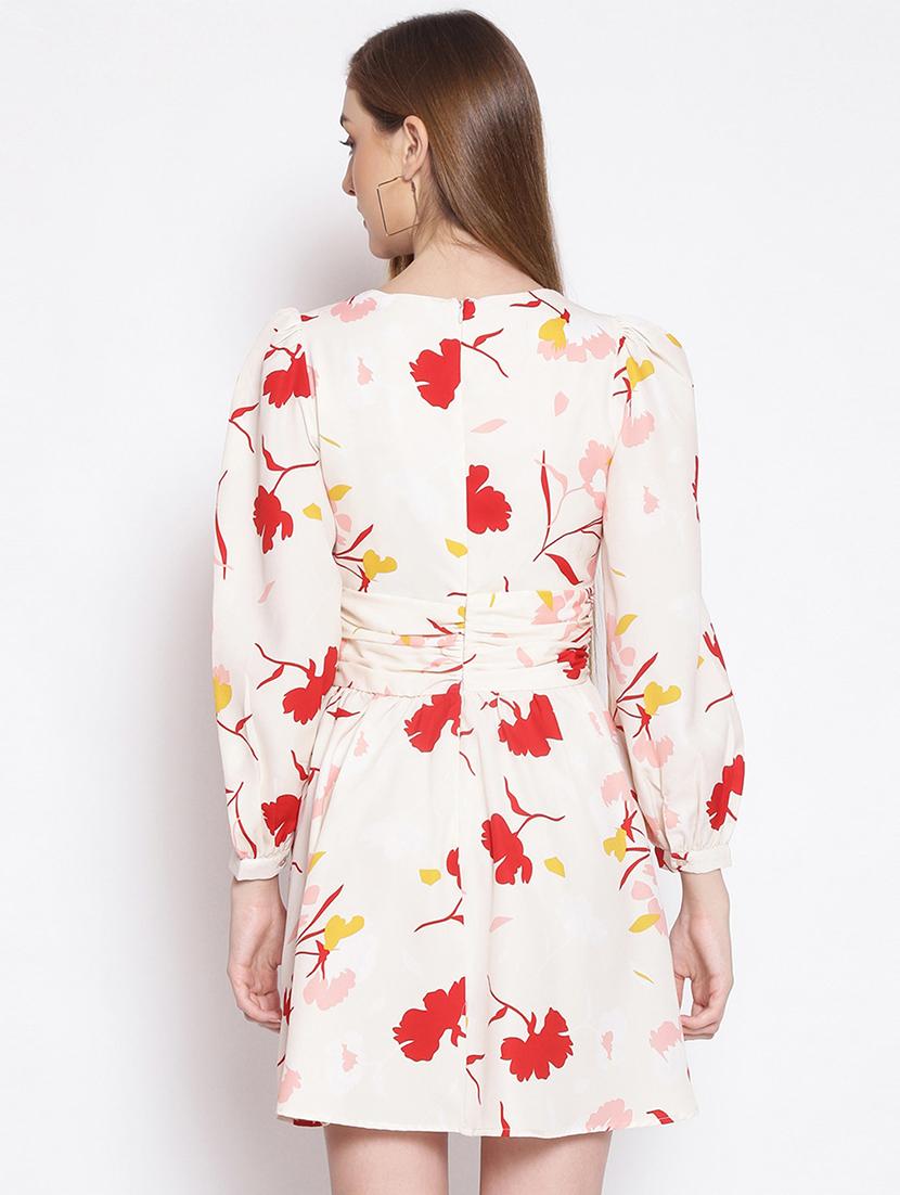 white polyester aline dress - 17756169 - Zoom Image - 3