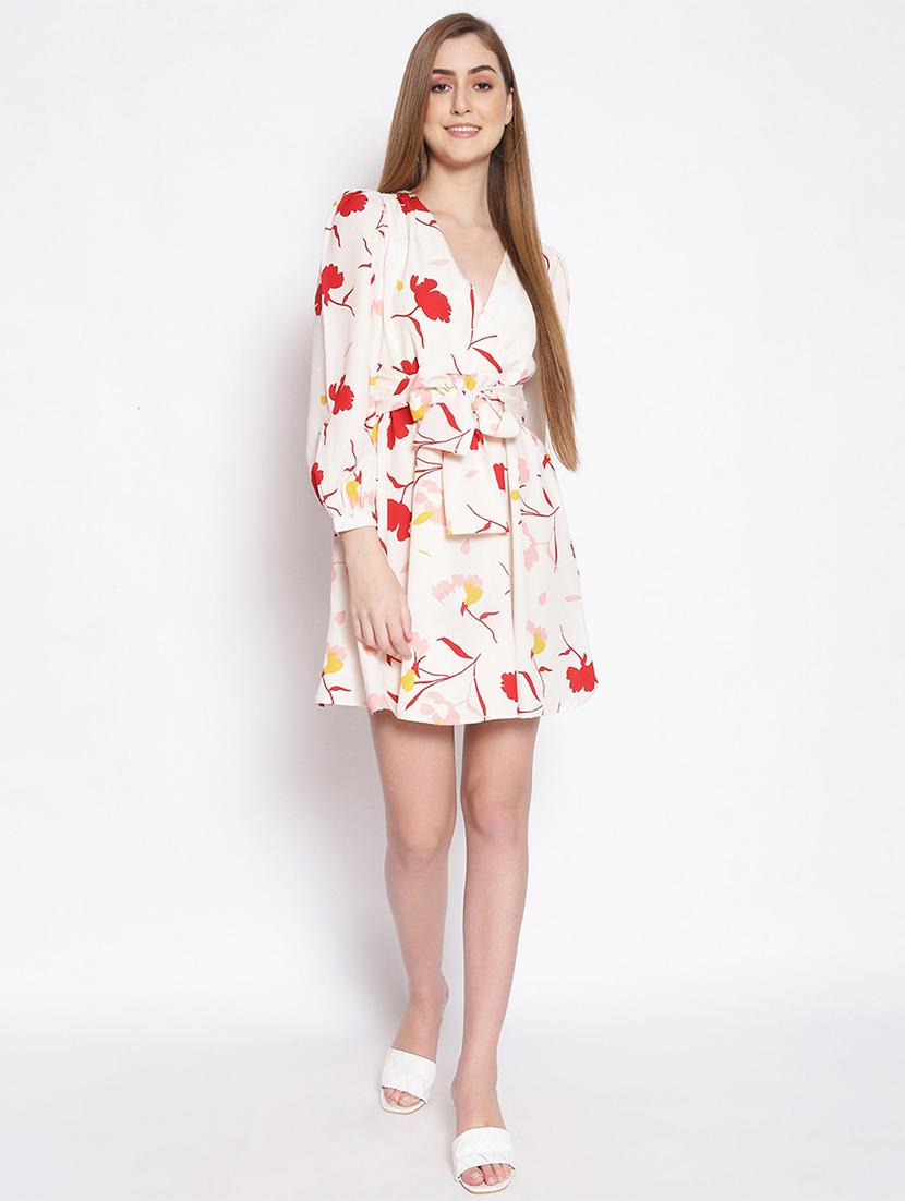 white polyester aline dress - 17756169 - Zoom Image - 4