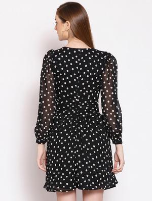 tie front polka dot a-line dress - 17756172 - Standard Image - 3