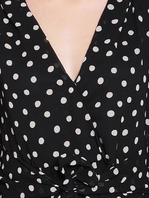 tie front polka dot a-line dress - 17756172 - Standard Image - 5