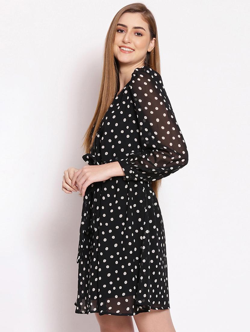 tie front polka dot a-line dress - 17756172 - Zoom Image - 2