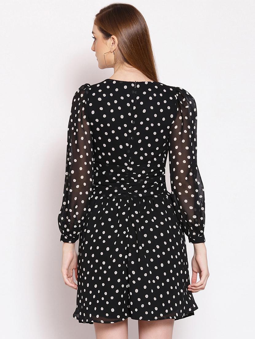 tie front polka dot a-line dress - 17756172 - Zoom Image - 3