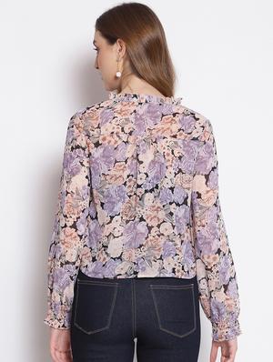 frill detail floral top - 17756188 - Standard Image - 3