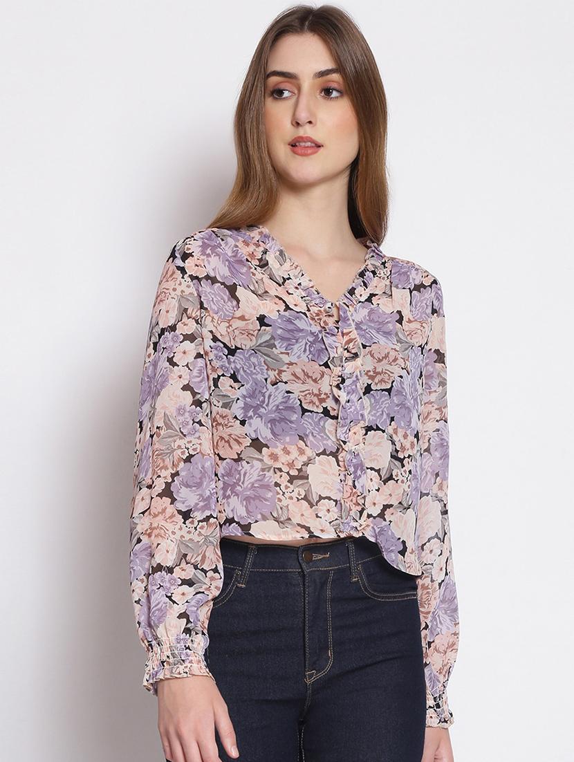 frill detail floral top - 17756188 - Zoom Image - 1
