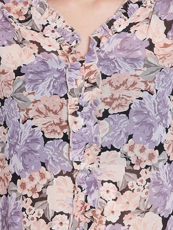 frill detail floral top - 17756188 - Zoom Image - 5