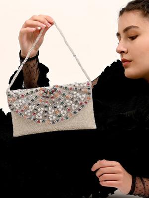 white embellished clutch - 17756314 - Standard Image - 5