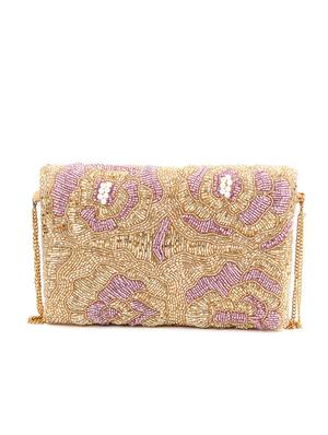gold polyester embellished clutch - 17756318 - Standard Image - 2
