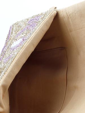 gold polyester embellished clutch - 17756318 - Standard Image - 3