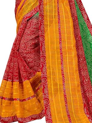 bandhani printed saree with blouse - 17756729 - Standard Image - 3