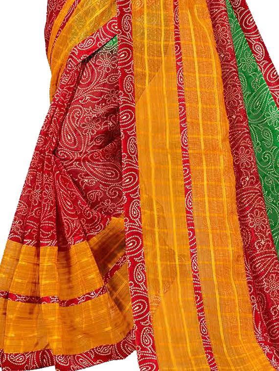 bandhani printed saree with blouse - 17756729 - Zoom Image - 3