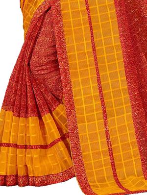 contrast woven saree with blouse - 17756733 - Standard Image - 3