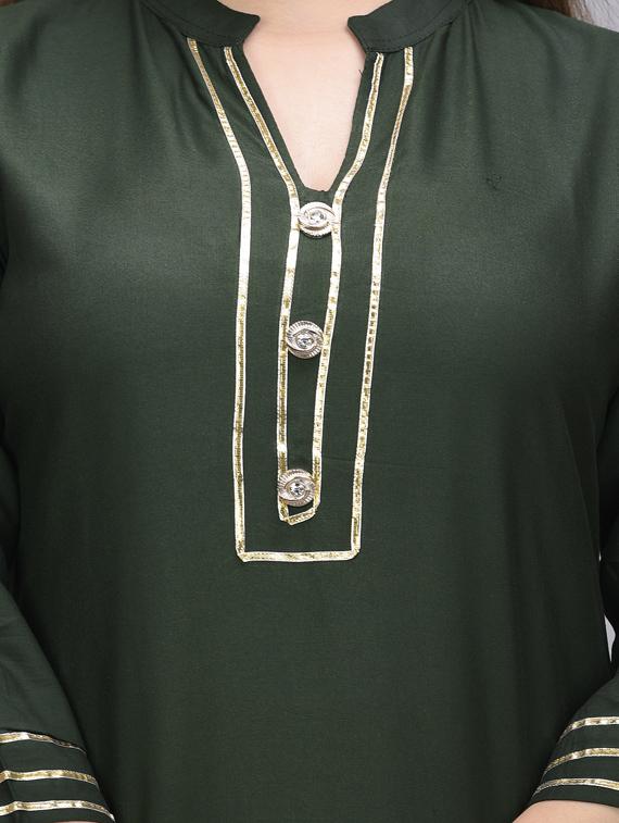 green solid kurta palazzo set - 17757163 - Zoom Image - 3