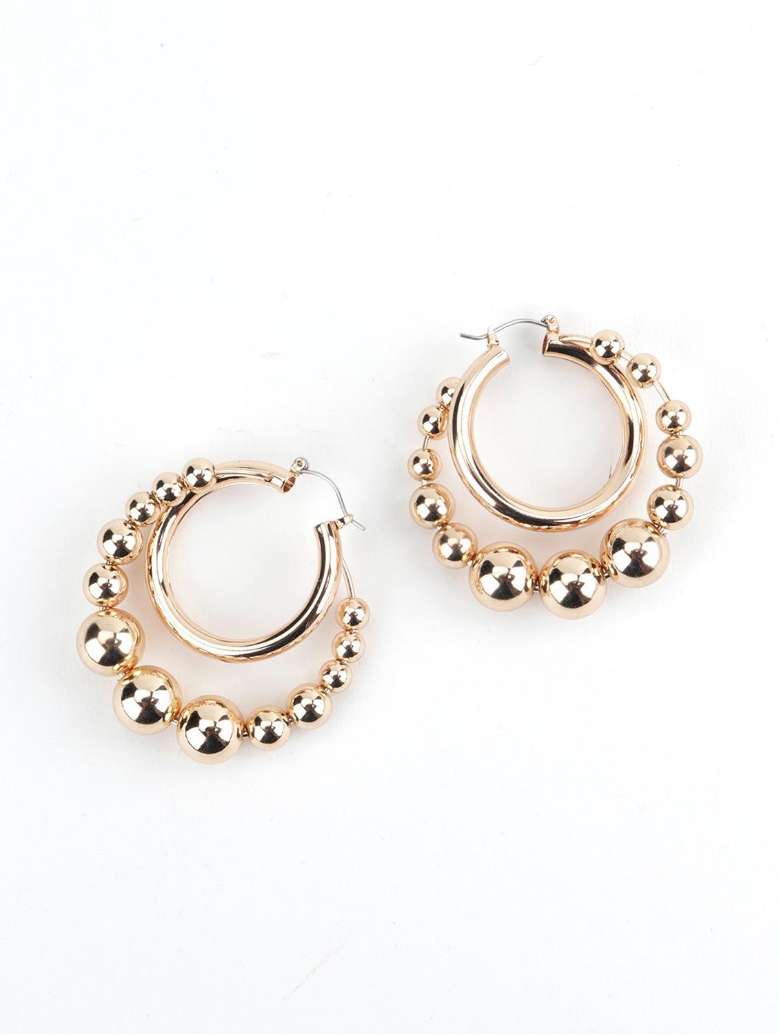 gold metal hoop earrings - 17757277 - Zoom Image - 1