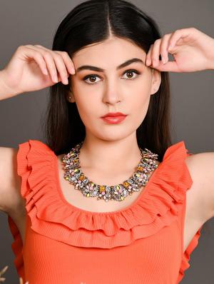 multi colored metal statement necklace - 17757344 - Standard Image - 6