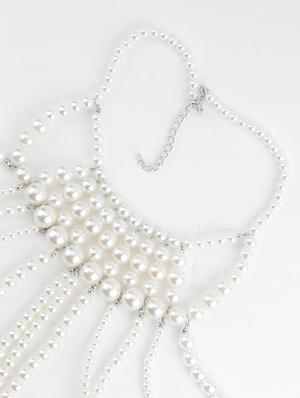 whitw metal long necklace - 17757353 - Standard Image - 2