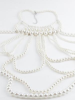 whitw metal long necklace - 17757353 - Standard Image - 3
