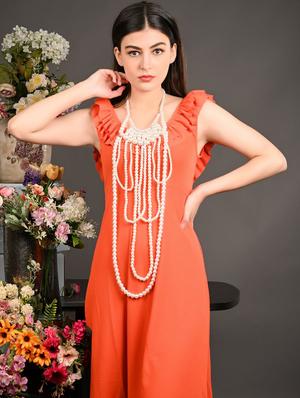 whitw metal long necklace - 17757353 - Standard Image - 5