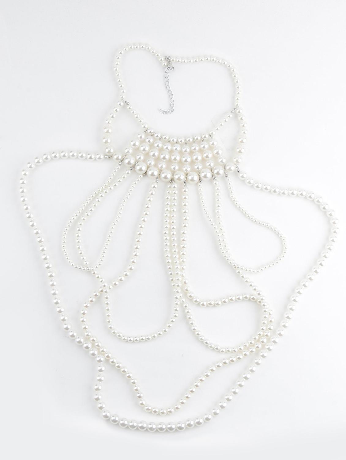 whitw metal long necklace - 17757353 - Zoom Image - 1