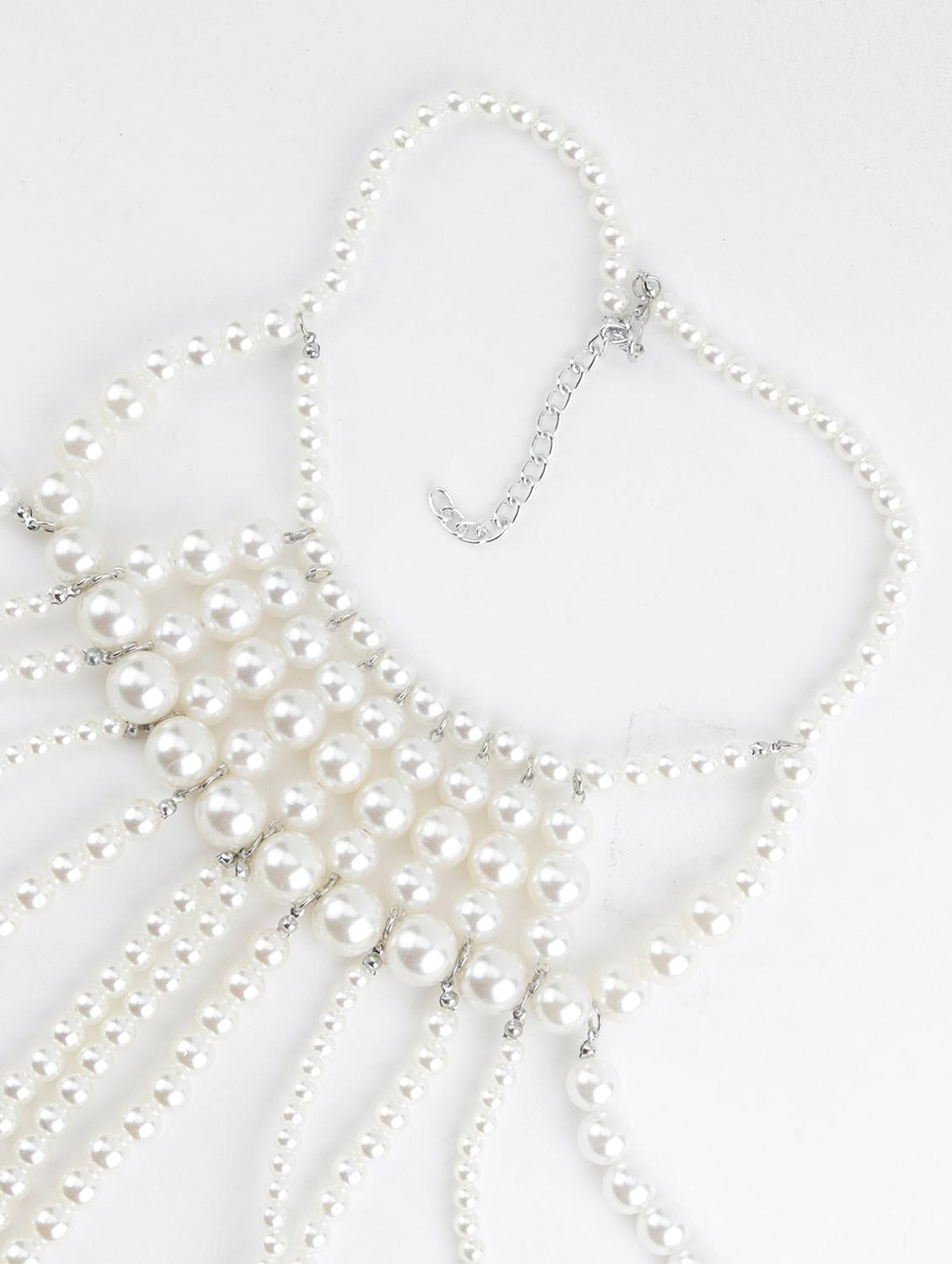 whitw metal long necklace - 17757353 - Zoom Image - 2