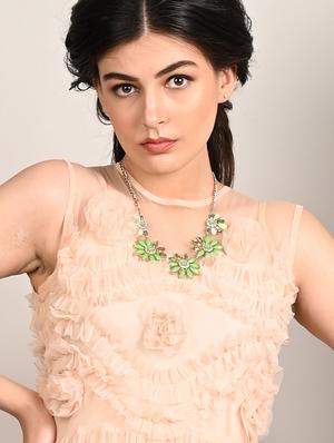 green metal statement necklace - 17757362 - Standard Image - 4