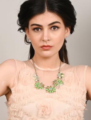 green metal statement necklace - 17757362 - Standard Image - 5
