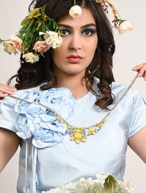 green metal statement necklace - 17757363 - Standard Image - 4