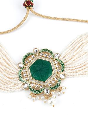 green metal statement necklace - 17757385 - Standard Image - 4