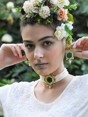 green metal statement necklace - 17757385 - Standard Image - 5