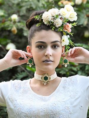 green metal statement necklace - 17757385 - Standard Image - 6