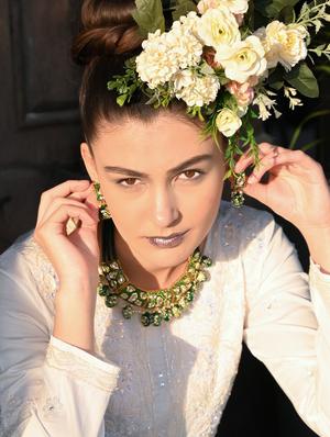green metal statement necklace - 17757387 - Standard Image - 6