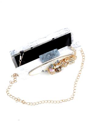white satin regular clutch - 17757477 - Standard Image - 3