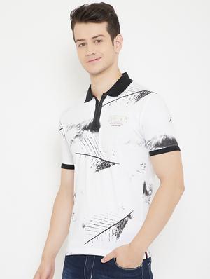 white printed polo t-shirt - 17757537 - Standard Image - 2