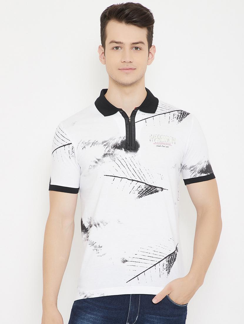 white printed polo t-shirt - 17757537 - Zoom Image - 1