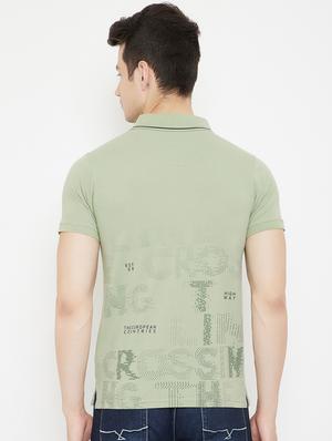 olive green printed polo t-shirt - 17757559 - Standard Image - 3