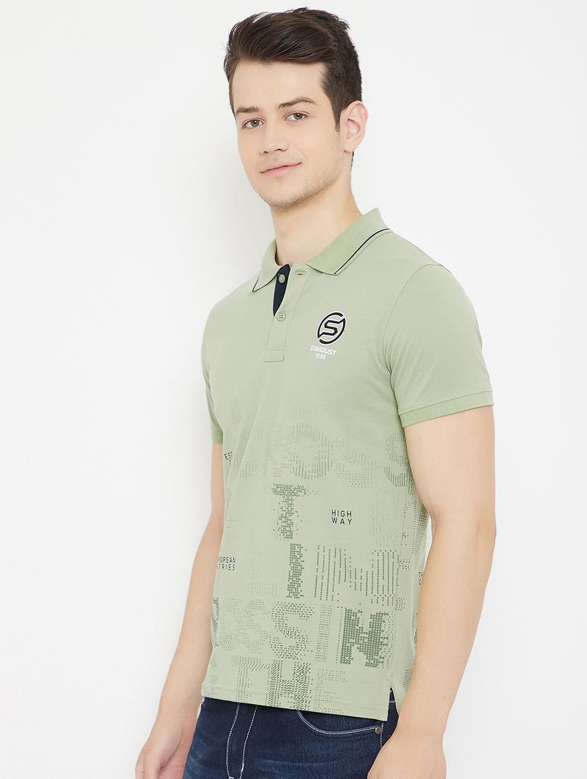 olive green printed polo t-shirt - 17757559 - Zoom Image - 2