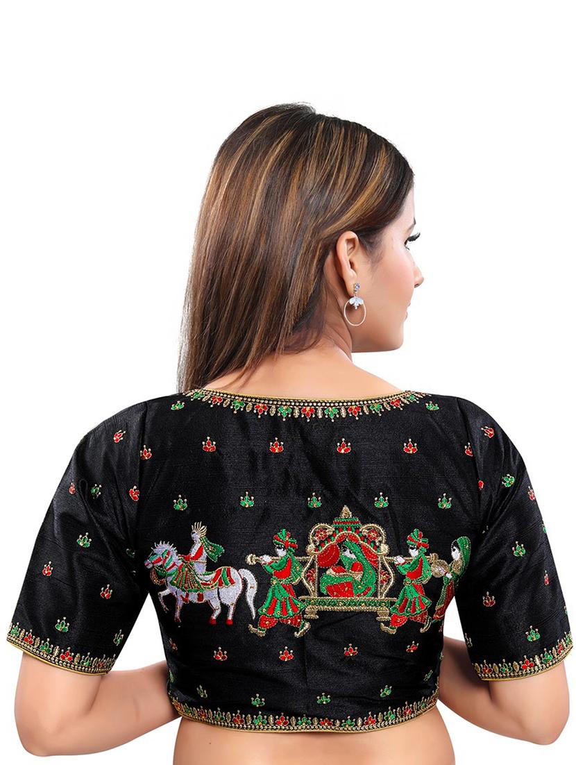 black art silk embroidered blouse - 17757630 - Zoom Image - 3