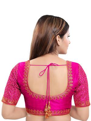 pink art silk embroidered blouse - 17757636 - Standard Image - 3