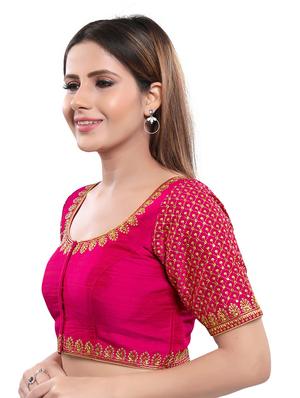 pink art silk embroidered blouse - 17757638 - Standard Image - 2