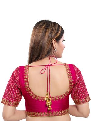 pink art silk embroidered blouse - 17757638 - Standard Image - 3
