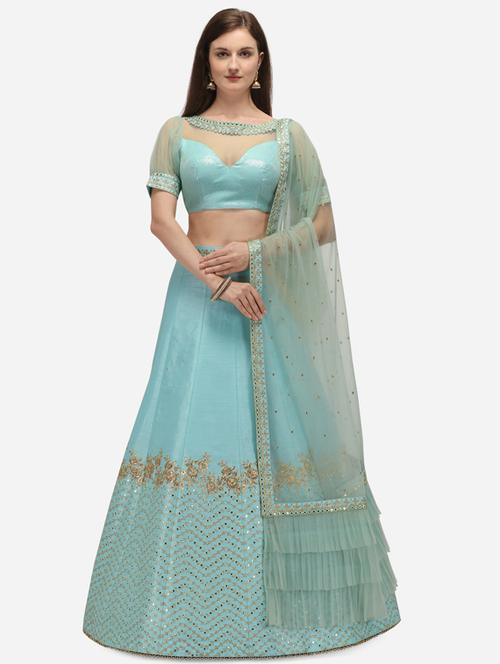 embroidered flared lehenga - 17757701 - Standard Image - 1