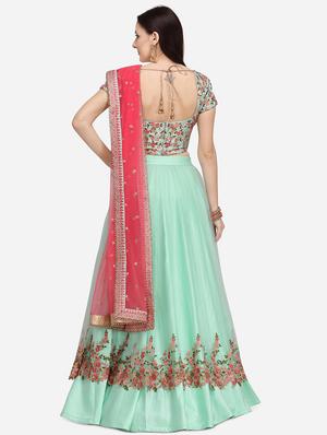 embroidered flared lehenga - 17757706 - Standard Image - 3