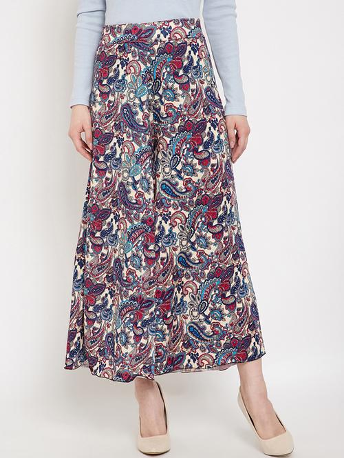 high rise paisley flared palazzo - 17757910 - Standard Image - 1
